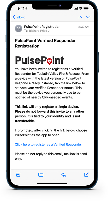 PulsePoint Verified Responder Email Invite